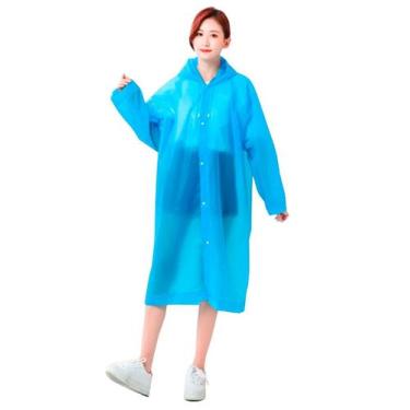 Imagem de Capa de Chuva Azul para Adulto Reforçada Impermeável Unissex - Estilo 