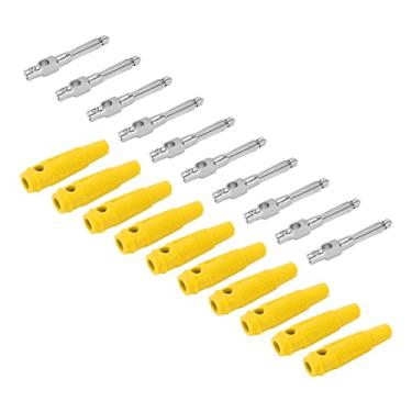 Imagem de 10 Unidades 4mm Plugue Banana de Cobre 32A Alta Corrente 1000V Tensão Conector Macho Empilhável para Alto-falante TV Computador etc. (Amarelo)