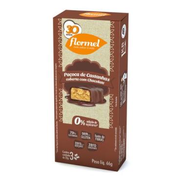 Imagem de Paçoca Flormel Castanha Com Chocolate Zero Açúcar 66g