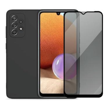 Imagem de Capa Aveludada e Película de Privacidade 3D para Samsung Galaxy A32 4G, Capinha Preta Premium e Película Anti-Espião