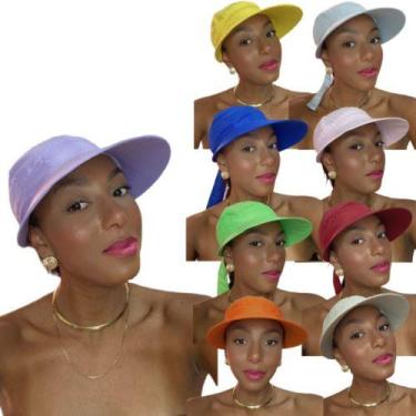 Imagem de Chapéu Viseira Tactel Aba Larga Moda Feminina Verão Fashion Praia Vôle