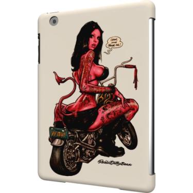 Imagem de E-Stand Yeah! Capa traseira gráfica para iPad mini, garota motociclista balançando Jelly Bean - branca (RJB-BIKER-MINI-WT)