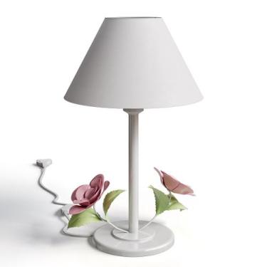 Imagem de Luminária Abajur Infantil De Mesa em Ferro Dois Galhos com Flor Decora