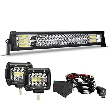 Imagem de Conjunto de barra de luz LED 306W de 55 cm, 2 peças, faróis de neblina de 10 cm, cápsulas de LED com chicote de fiação para caminhões, barcos, UTV, quadriciclo