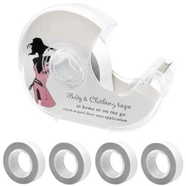Imagem de Fita Destemida 5 rolos, Fita Corporal Fashion Tecido Transparente Fita de Roupas Dupla Lateral com Dispensador para Roupas Vestido e Sutiã, Cor Transparente Transparente para Todas as Persianas de Pele, 2,8 metros