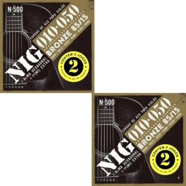 Imagem de Encordoamento Violão Aço Bronze Nig N500 Kit 4 jogos .010 PR2N500L - R