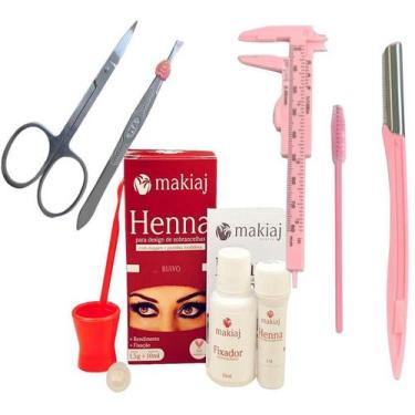 Imagem de kit renna de sobrancelha profissional completo henna makiaj escovinha 