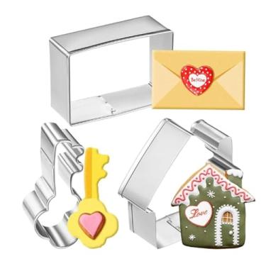 Imagem de Eokoaiee Cortador de Biscoito - Conjunto de 3 Peças - Chave, Casa, Porta - Aço Inoxidável