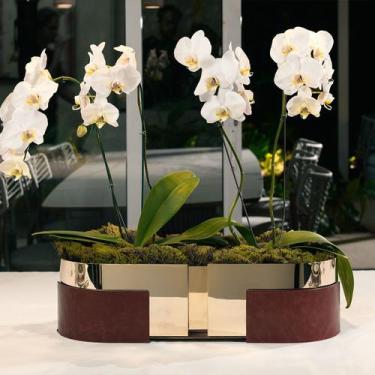 Imagem de Centro de Mesa Poiesis Gold24K com Couro Vermelho - St James