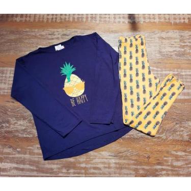 Imagem de Pijama infantil camiseta de manga comprida e calça legging estampada -