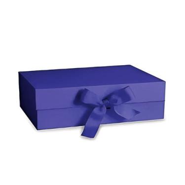 Imagem de Caixa de Papel Rígido Retangular Azul com Imã e Fita - 1 unidade - Riz