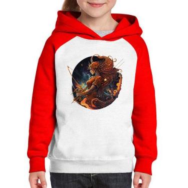 Imagem de Moletom Infantil Sagitário Sígno - Foca na Moda, Branco, Vermelho, 8