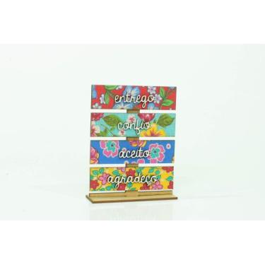 Imagem de Mini Placa Entrego Confio Aceito Agradeço 15X11X4CM - Wersen  Artesana