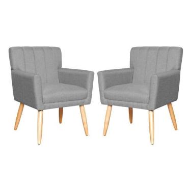 Imagem de Kit 2 Poltronas Camila Estofadas Para Salão De Beleza - Linho - Sv Dec