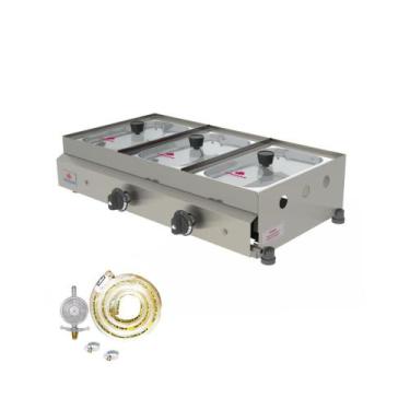 Imagem de KIT - Molheira 3 Cubas Gás (2 quente) PR-03G + Kit Gás - Progás - PROG