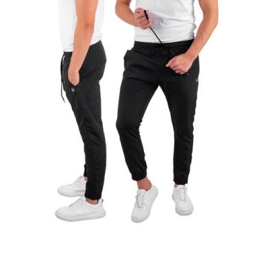 Imagem de Kit 2 Calças Jogger Skinny Masculina Esporte Tecido Poliamida Premium 