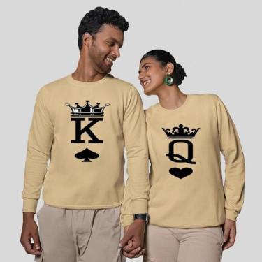Imagem de Kit 2 Blusas Frio Moletom Careca Sem Capuz Casal Namorados Rei - MP Mo