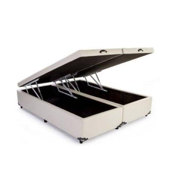 Imagem de Base Cama Box Baú Blindado Bipartido King Size Suede Bege 43x193x203 -