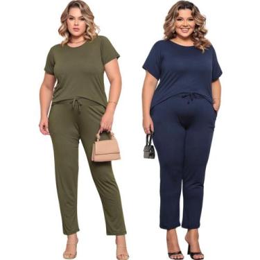 Imagem de Kit 2 Conjunto Feminino Plus Size Básico  Manga Viscolycra - Felicity,