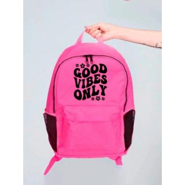 Imagem de Mochila Feminina Nylon Good Vibes Only Estampada Personalizada Resiste