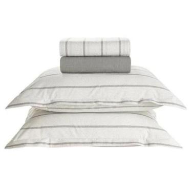 Imagem de Jogo de Cama Karsten Nicolas 4 Peças Queen 180 Fios, CINZA/BRANCO
