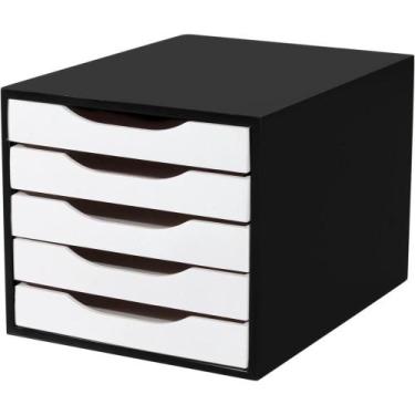 Imagem de Caixa de Correspondência Madeira Arquivo 5 Gavetas PRETO/BRANCO - Souz