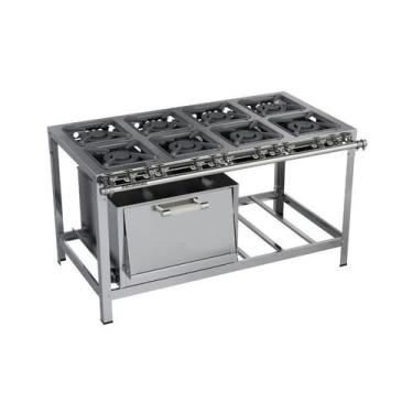 Imagem de Fogão Industrial 8 bocas 40X40 com Forno Luxo Aço Inox 304 Metalmaq, G