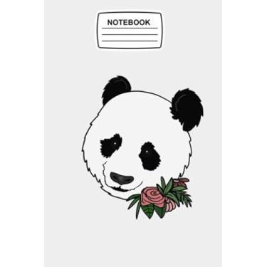 Imagem de Notebook: Cute Panda Bear Face Floral, Journal Notebook Blank Lined Ruled 6x9 120 Pages