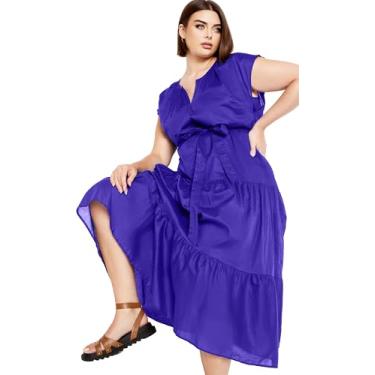 Imagem de City Chic Vestuário feminino plus size Kasbah vestido liso, Royal, 52