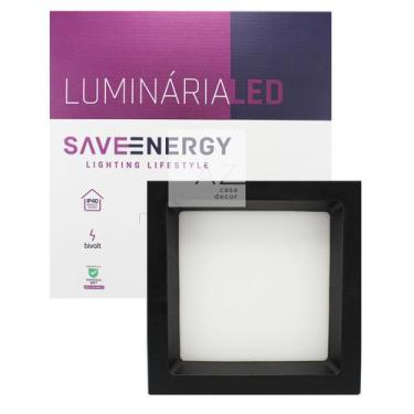Imagem de Luminária Painel Plafon Led Embutir Recuada 17x17 12w 3000k Jet Black 