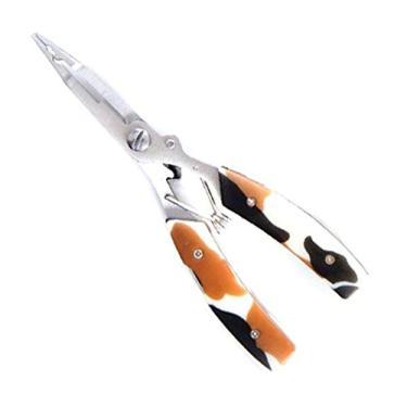 Imagem de Braçadeira de gancho de palheta de aço inoxidável de camuflagem multifuncional - Alicate de linha de corte de grampo de peixe para entusiastas de pesca essenciais (cinza camuflado)