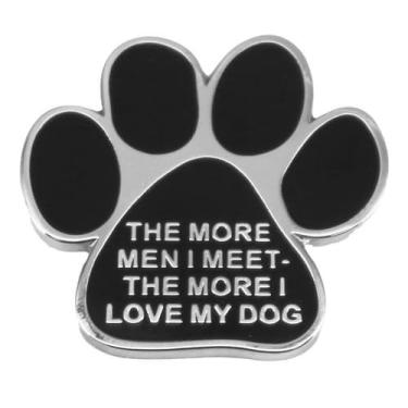 Imagem de Broche bonito criativo com estampa de pata de cachorro preto para mulheres adolescentes meninas novidade animal filhote de cachorro botão engraçado letras estéticas pegadas de lapela esmalte broche