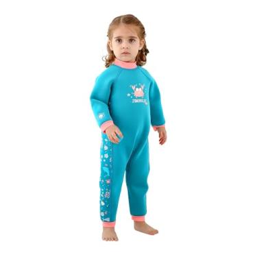 Imagem de Jsnorklet Roupa de mergulho infantil para meninas, maiô térmico de neoprene para manter aquecido em água fria