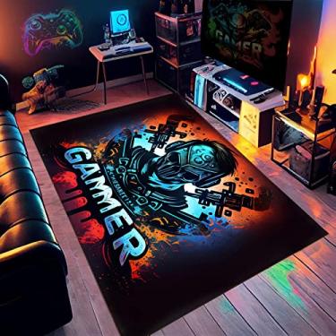 Imagem de NEBOTON Tapete para jogos – Tapete gamer para sala de jogos, tapetes para meninos de quarto, tapete de videogame, tapete de jogos 152 x 101 cm