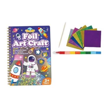 Imagem de shamjina Kid Foil Art Craft Set Desenho Brinquedo Presentes de Natal Montessori Colorido Livro de Colorir Arte Mágica Adesivo Livro para Meninos Meninas, C