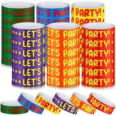 Imagem de Teling Pacote com 600 pulseiras de papel para eventos, faixas de braço para festas, pulseiras de mão coloridas neon leves para eventos e festas (cores mistas)