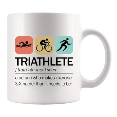 Imagem de Panvola Caneca de definição de triatleta, presentes de atleta, nadador, motociclista, corredor, jogador, esportivo, caneca de cerâmica, novidade (branca)
