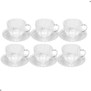 Imagem de Conjunto 6 Xicaras Chá com Pires Vidro Petala 220ml Wolff 20579