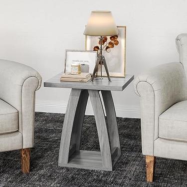 Imagem de FROMJBEST Mesas de canto para sala de estar, mesa lateral ao lado do sofá, mesa de cabeceira para quarto, mesa lateral de sofá com prateleira, mesa de canto moderna para sala de estar, mesa de canto