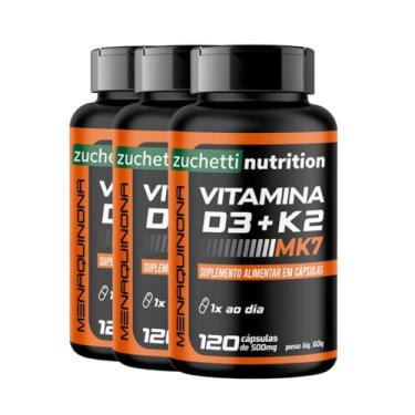 Imagem de Vitamina d3 k2 mk7 3 Potes K2 d3 Com 360 Cápsulas k2mk7 Zuchetti nutrition