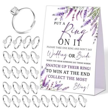 Imagem de Lavender Purple Don't Say Bride or Wedding Game, Put a Ring On It Jogo de chá de panela com 50 anéis falsos, decorações de chá de panela, chá de casamento ou artigos de despedida de solteira - 13