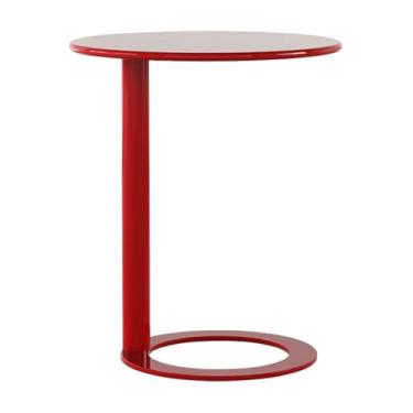Imagem de Mesa de balcão, mesa lateral em forma de C para sofá, mesa de bar redonda moderna, mesa de canto de sofá para sala de estar e quarto, fácil montagem