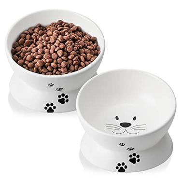 Imagem de Tigelas de comida para gatos, tigelas elevadas de 293 ml para gatos e cães pequenos, tigela inclinada para alimentação de animais de estimação com suporte elevado para proteger a coluna do gato,