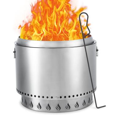Imagem de Towallmark Fogão Bonfire 2.0 com suporte, fogueira sem fumaça de 20,5 polegadas, fluxo de ar de 360° e bandeja de cinzas removível, com interruptor de ar, lareira a lenha de aço inoxidável, para 4-6