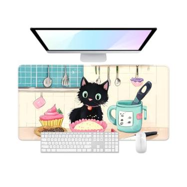 Imagem de Tapete de mesa, 81 cm x 40 cm, 3GG, grande, para jogos, decoração de mesa, material de escritório masculino e feminino, tapete de mouse de anime fofo para laptop e teclado, gato fofo