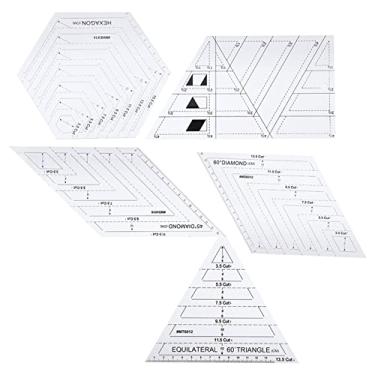 Imagem de 4 Peças Réguas Acolchoadas, Artesanato de Corte de Costura Transparente 5 Peças Régua de Trabalho Acolchoado Modelos Acolchoados Ferramentas Manuais Diy