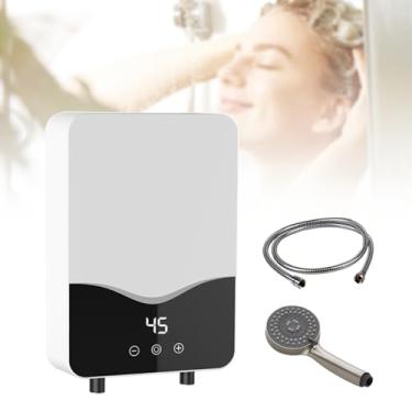Imagem de Conjunto De Aquecedor De água Instantâneo Sem Tanque, Adequado Para Cozinha Ou Banheiro, 3 Segundos Para Aquecer, Ajustável 30-55 ℃, Ipx4 à Prova D'água, Com Chuveiro E Mangueira