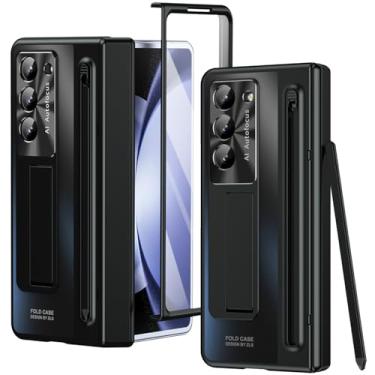 Imagem de YQODSZ Capa para Samsung Galaxy Z Fold 6 com suporte para caneta S e caneta stylus preta, capa protetora de dobradiça Fold6 com suporte, protetor de tela embutido, capa protetora para câmera Z Fold 6
