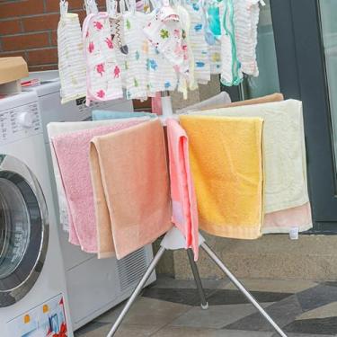 Imagem de Rack de Secagem de Roupas, Rotação de 360 ​​graus, Design Dobrável, Acessórios de Lavanderia de Aço Inoxidável para Organização de Lavanderia Conveniente (2 camadas brancas)