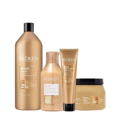 Imagem de Kit Redken All Soft Shampoo Litro Condicionador Máscara G e Leave-in (